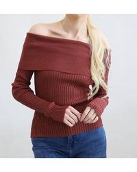 By Together - Off The Shoulder Fitted Sweater - Lyst
