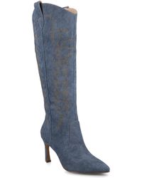 Journee Collection - Journee Laramie Knee High Western Boots - Lyst