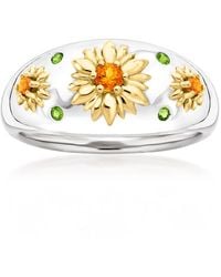 Ross-Simons - Chrome Diopside And Citrine Flower Ring - Lyst