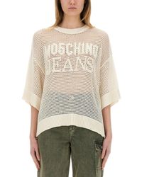 Moschino - Mesh Knit Top With Logo - Lyst