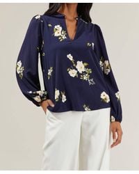 Sugarlips - Arlene Floral Split Neck Blouse - Lyst