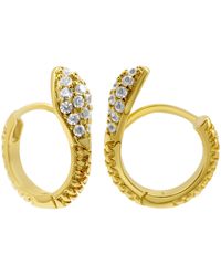 Adornia - 14k Gold Plated Snake Crystal Wrap huggie Earrings - Lyst