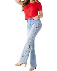 Coco + Carmen - Everstretch Flare With Bright Color Embroidery Jeans - Lyst