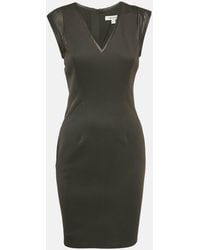 Balmain - Jersey And Mesh V-Neck Bodycon Dress - Lyst