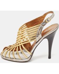 Roberto Cavalli - Leather Strappy Slingback Sandals - Lyst