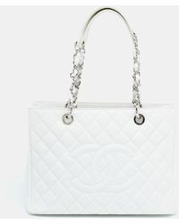 Chanel - Quilted Caviar Leather Grand Shopping Tote - Lyst