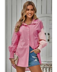 TRUEDAMES - Color Block Button Down Cuffed Sleeves Blouse - Lyst