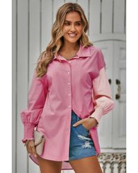 TRUEDAMES - Color Block Button Down Cuffed Sleeves Blouse - Lyst