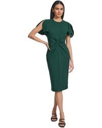 Calvin Klein - Scuba Dress Malachite Stretch Crepe Split Sleeve Frog444 - Lyst