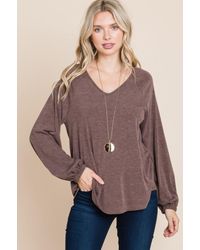 TRUEDAMES - Casual V Neck Basic Long Sleeve Top - Lyst
