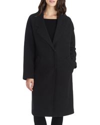 Kendall + Kylie Single Breasted Warm Long Coat - Black