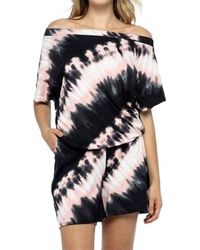 Elli - Off The Shoulder Tie Dye Pocket Romper - Lyst