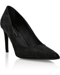 Philipp Plein - Satin Decollete Mid Heels Strass Monogram - Lyst