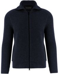 Tagliatore - Ribbed Full-Zip Structured Collar Sweater - Lyst