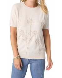Coco + Carmen - Lightweight Heavenly-Luxe Short Sleeve Floral Sweater - Lyst