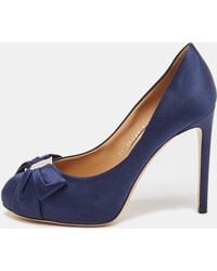 Ferragamo - Satin Bow Platform Pumps - Lyst