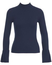 Kaos - Fitted Ribbed Knit Sweater With High Neckline - Lyst