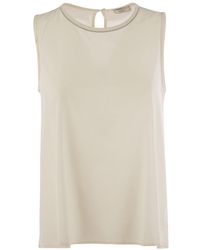 Peserico - Stretch Silk Crepe De Chine Top - Lyst