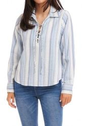 Karen Kane - Long Sleeve Eyelet Lace Up Top - Lyst