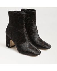 Sam Edelman - Fawn Boots 7.5 Leather Block Heel Ankle Bootie Khd596 - Lyst