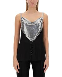 Rabanne - Slim-Fit Top With Metallic Inserts - Lyst