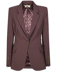 Elisabetta Franchi - Single-Breasted Tailored Blazer With Notched Lapel - Lyst
