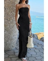 TRUEDAMES - Solid Off Shoulder Bodycon Lace Maxi Dress - Lyst