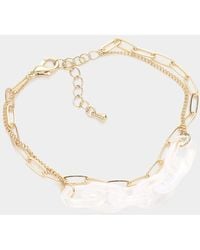 Fashnzfab - Celluloid Acetate Open Oval Link Double Layered Bracelet Clear - Lyst