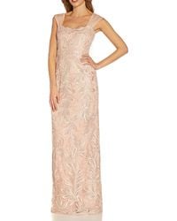 Adrianna Papell - Sequined Maxi Evening Dress - Lyst