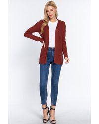 Fashnzfab - Long Slv Open Front Sweater Cardigan - Lyst