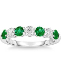 Pompeii3 - 1 1/2ct Tw Round Diamond & Created Emerald Wedding Anniversary Ring - Lyst