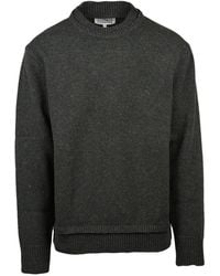 Maison Margiela - Textured Knit Crewneck Sweater With Distinctive Suede Elbow Patches - Lyst