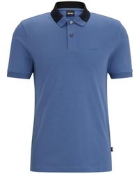 BOSS - Interlock-cotton Slim-fit Polo Shirt With Colour-blocked Collar - Lyst