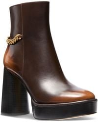 MICHAEL Michael Kors - Carlisle Platform Bootie Chain Leather Ankle Boots - Lyst