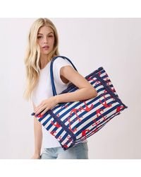 Fashnzfab - Anchor Pattern Stripe Fringe Trim Shoulder Tote Bag - Lyst