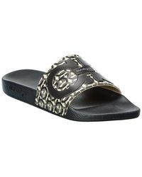 Ferragamo - Groove Print Logo Slide Sandals - Lyst