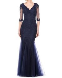 Colors Dress - Sheer 3/4 Sleeve Mermaid Gown - Lyst