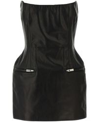 Magda Butrym - Off-The-Shoulder Leather Mini Dress - Lyst
