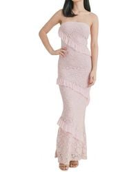 Klesis - Ruffled Lace Strapless Maxi Dress - Lyst