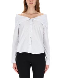 Our Legacy - Off-Shoulder Cotton Shirt With Wide Collar - Lyst