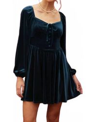 Blu Pepper - Velvet Button Down Front Tie Mini Dress - Lyst