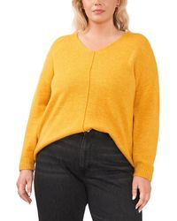 Vince Camuto - Plus Ribbed Trim Knit V-neck Sweater - Lyst
