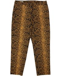 Dries Van Noten - Gold Snake Print High Rise Wool Pants - Lyst