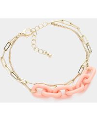 Fashnzfab - Celluloid Acetate Open Oval Link Double Layered Bracelet - Lyst