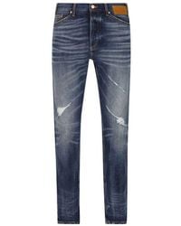 Palm Angels - Straight-Leg Distressed Denim Jeans With Five-Pocket Design - Lyst