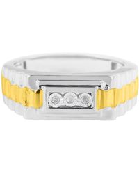 Haus of Brilliance - 10K Plated .925 Sterling Diamond Accent Miracle-Set 3 Stone Ridged Band Gentlemen's Fashion Ring - Lyst