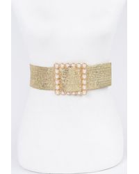 Fashnzfab - Wide Pearl Buckle Elastic Belt - Lyst