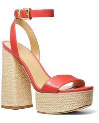 MICHAEL Michael Kors - Ashton Leather Block Heel Platform Sandals - Lyst
