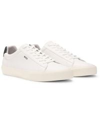 BOSS - Faux-Leather Trainers With Contrast Backtab - Lyst