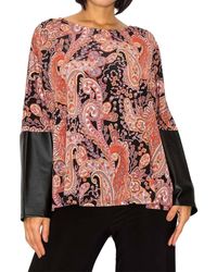 Last Tango - Paisley Dolman Leather Sleeve Top With Back Zipper - Lyst